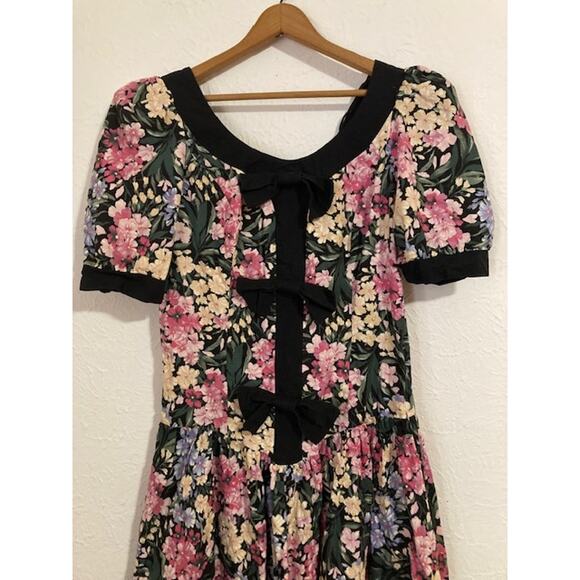 VINTAGE 80's Floral Party Dress - Breakin' Loose - M - Picture 7 of 14